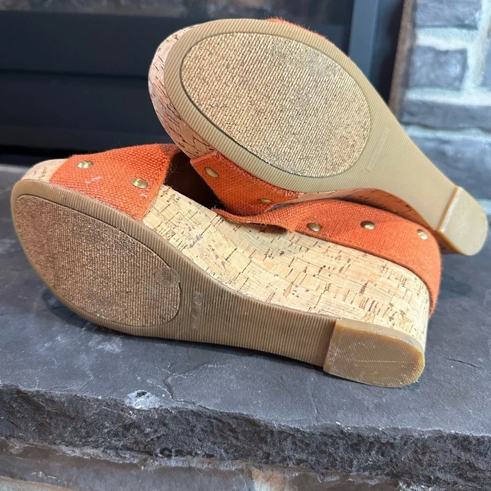 Lucky Brand Orange Wedge Sandals